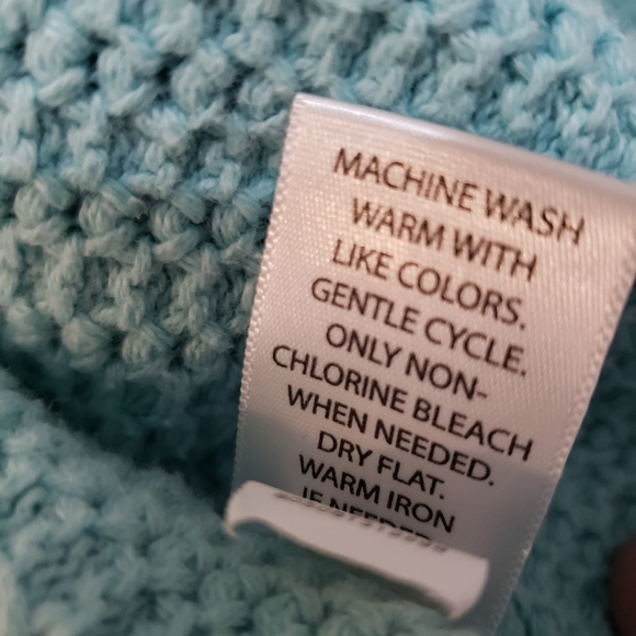 Croft Barrow Womens L Open Cropped Knit Sweater Blue 3/4 Sleeve Missing Button - Picture 12 of 12